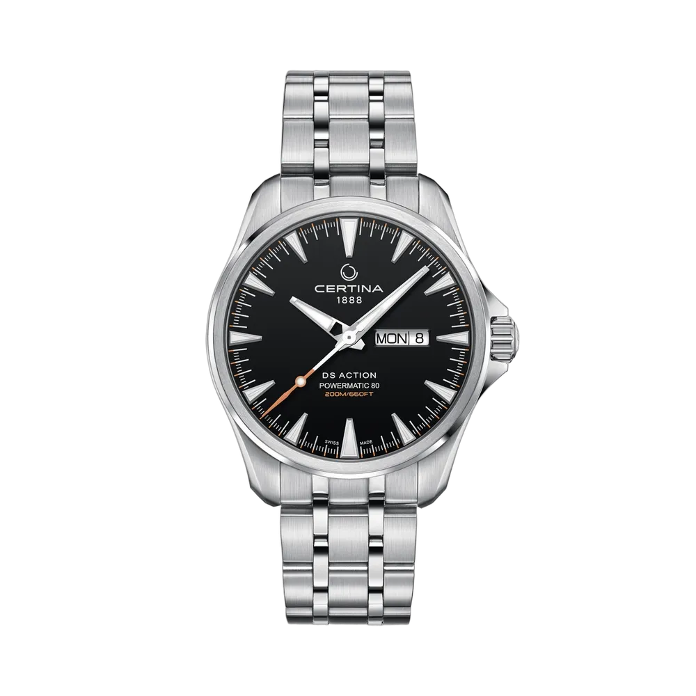 Certina DS Action Day Date Powermatic 80 Otomatik Siyah C0324301105100