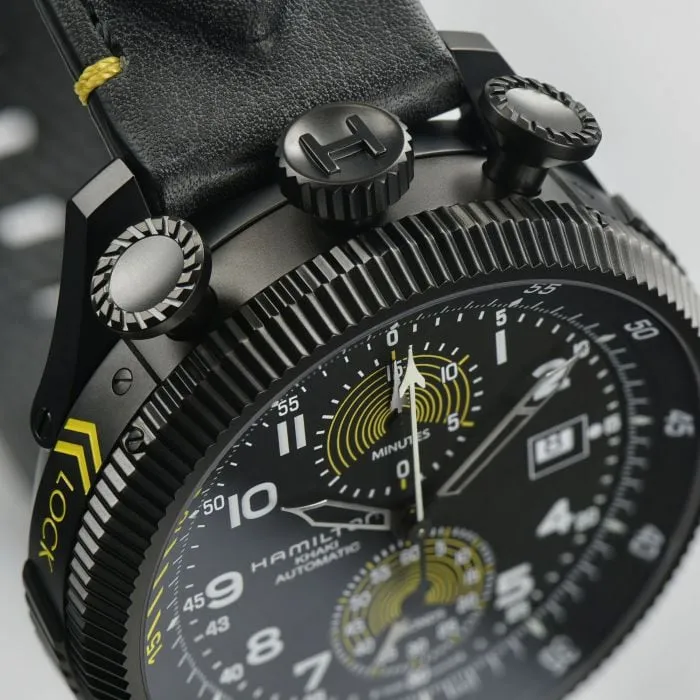 Hamilton Khaki Aviation Takeoff Auto Chrono Limited Edition Otomatik Siyah H76776733 detay görseli 4