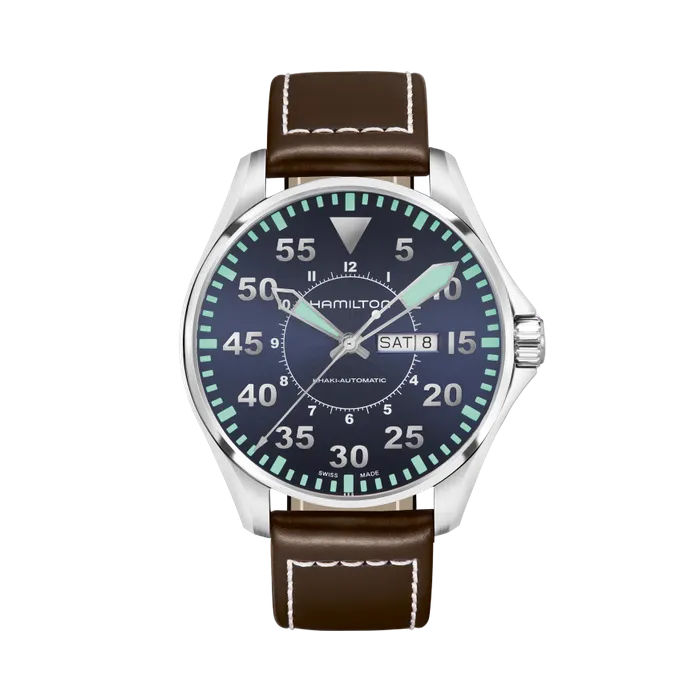 Hamilton Khaki Aviation Pilot Day Date Auto Otomatik Mavi H64715545