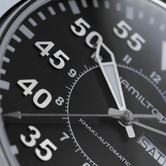 Hamilton Khaki Aviation Pilot Day Date Auto Otomatik Siyah H64715535 detay görseli 2