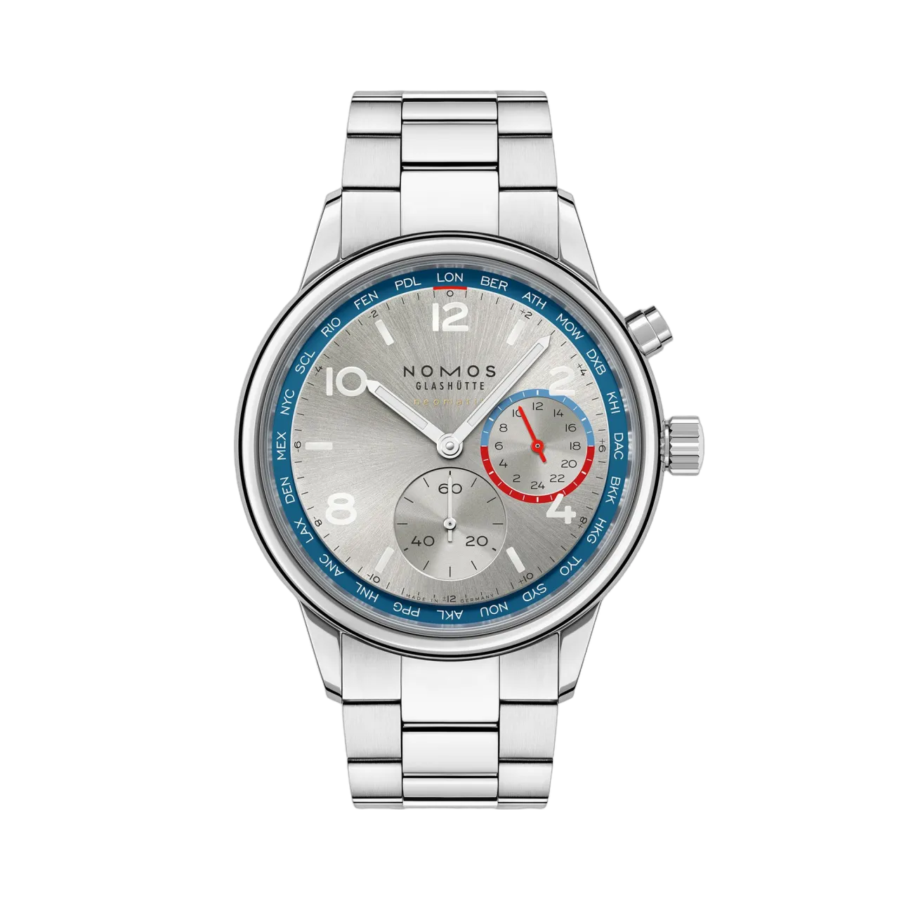 NOMOS Glashütte Club Sport Neomatik Worldtimer Silver Otomatik 791SB