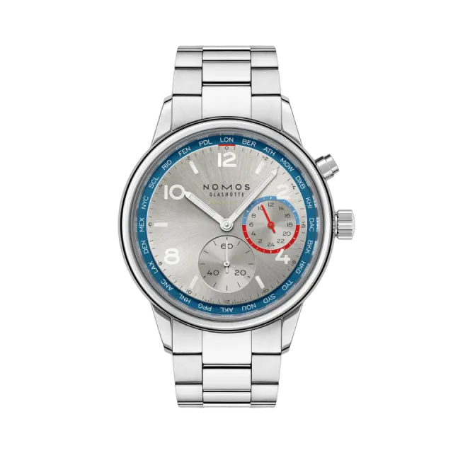 Beğenmek için çift tıkla NOMOS Glashütte Club Sport Neomatik Worldtimer Silver Otomatik 791SB Görsel 1