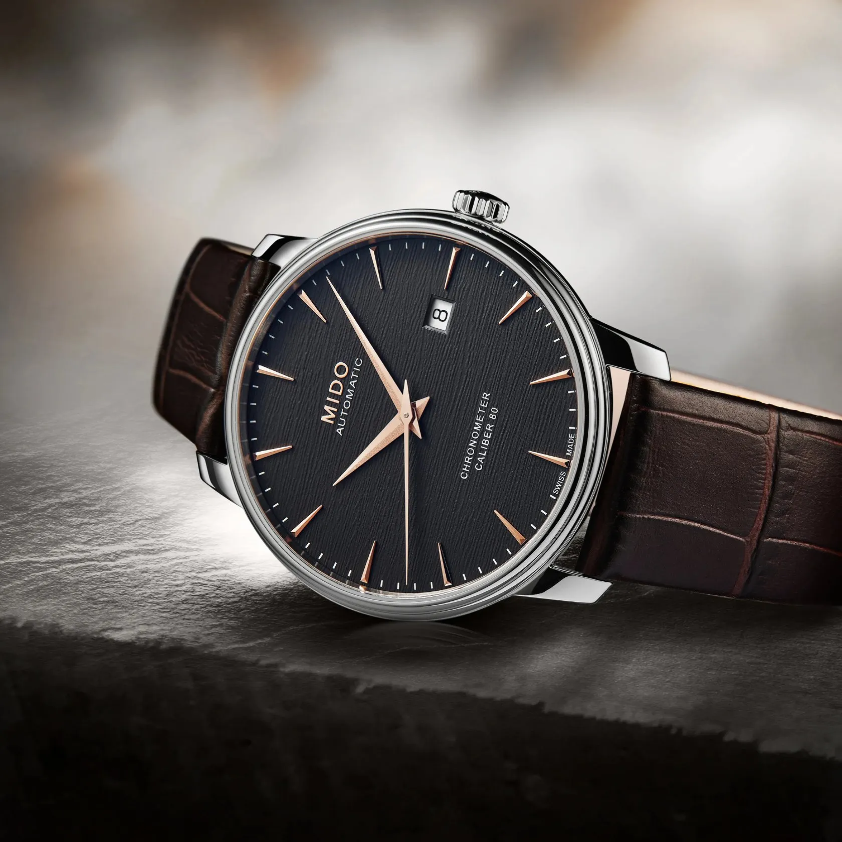 Mido Baroncelli Chronometer Silicon Gent Otomatik Antrasit M0274081606100 detay görseli 5