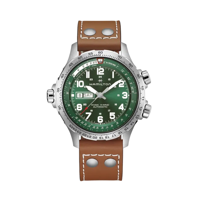 Hamilton Khaki Aviation X-Wind Day Date Auto Otomatik Yeşil H77735560