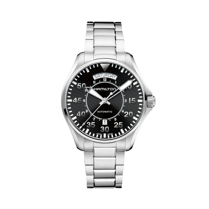 Hamilton Khaki Aviation Pilot Day Date Auto Black H64615135