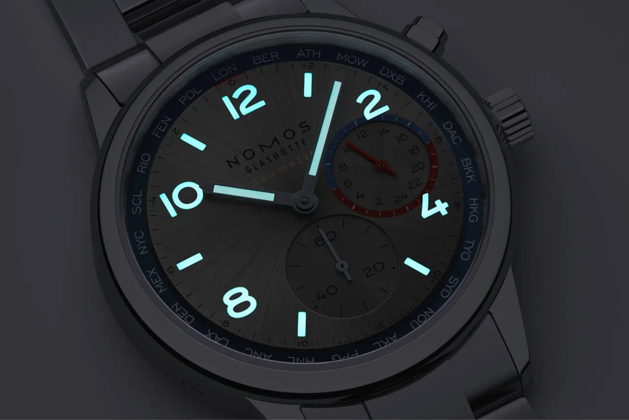 NOMOS Glashütte Club Sport Neomatik Worldtimer Silver Otomatik 791SB detay görseli 5