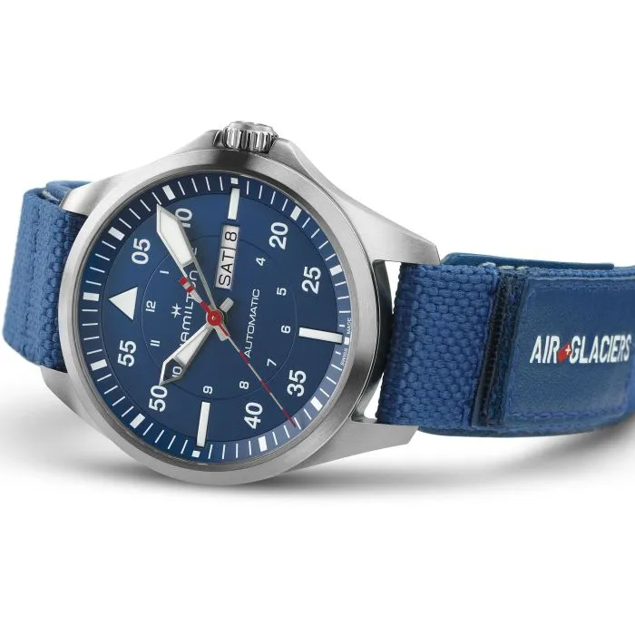 Hamilton Khaki Aviation Pilot Day Date Auto Air-Glaciers Edition Mavi H64655941 detay görseli 5