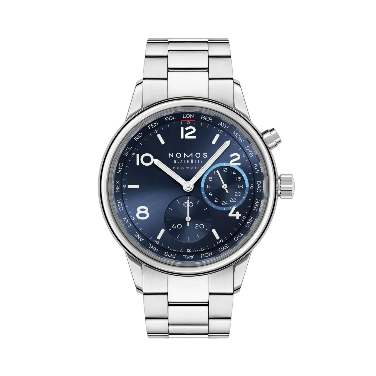 NOMOS Glashütte Club Sport Neomatik Worldtimer Blue Otomatik 790SB