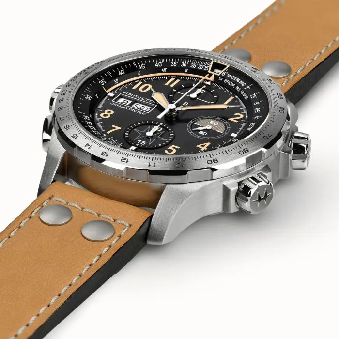 Hamilton Khaki Aviation X-Wind Day Date Auto Chrono Otomatik Siyah H77796535 detay görseli 2