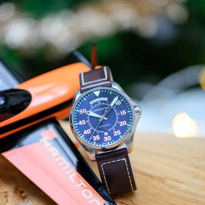 Hamilton Khaki Aviation Pilot Day Date Auto Otomatik Mavi H64615545 detay görseli 5