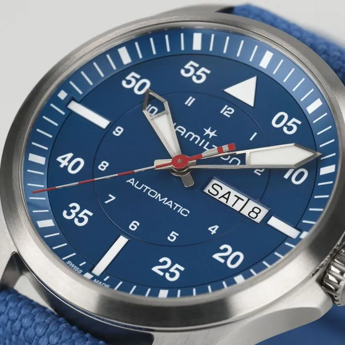 Hamilton Khaki Aviation Pilot Day Date Auto Air-Glaciers Edition Mavi H64655941 detay görseli 2