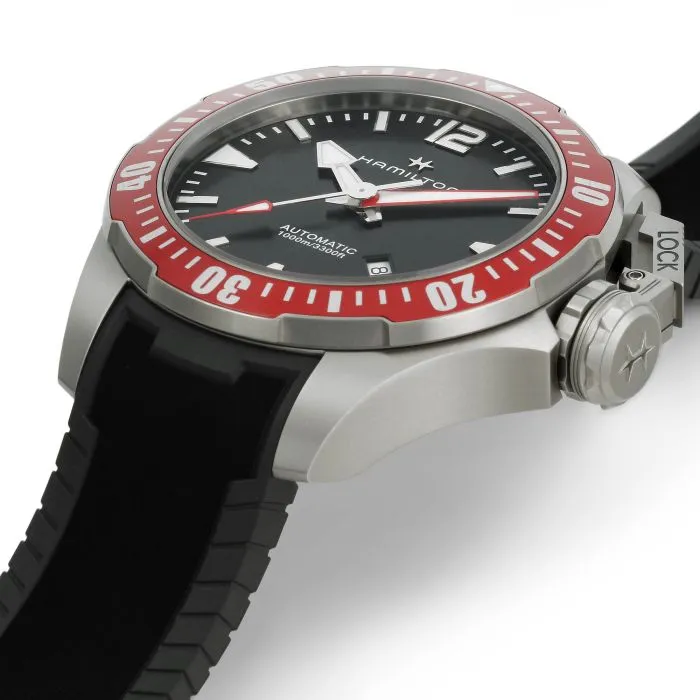 Hamilton Khaki Navy Frogman Titanium Auto Siyah H77805335 detay görseli 3