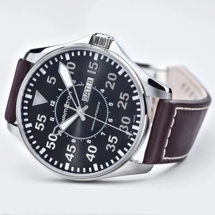 Hamilton Khaki Aviation Pilot Day Date Auto Otomatik Siyah H64715535 detay görseli 4