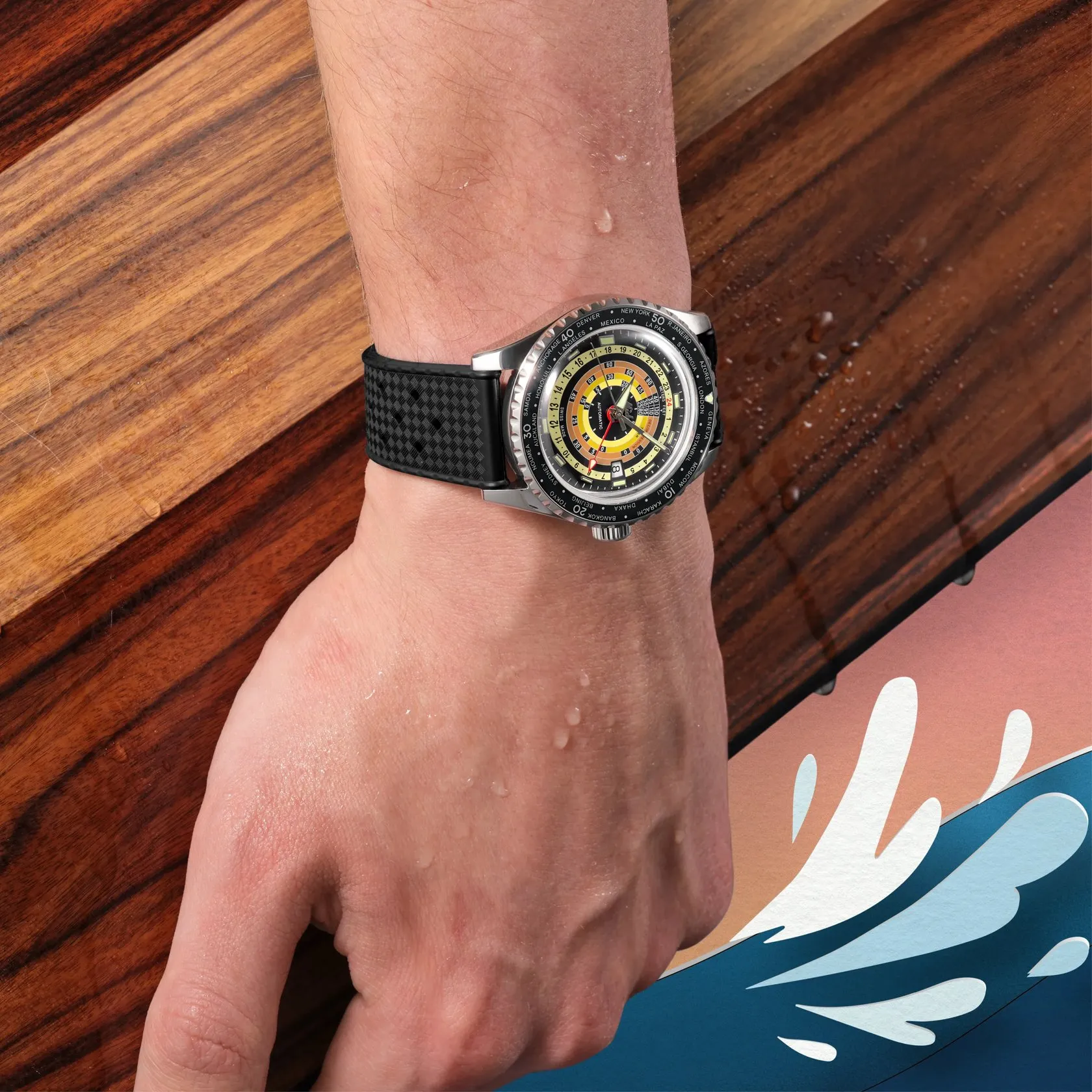 Mido Ocean Star Decompression Worldtimer Otomatik Siyah M0268291705100 detay görseli 4
