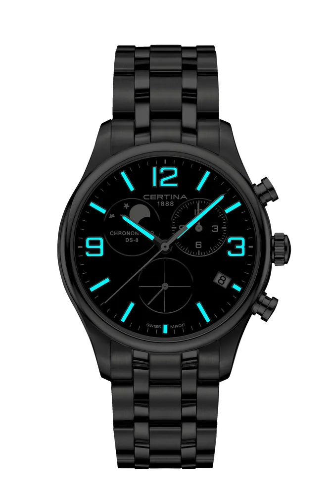 Certina DS-8 Chronograph Moon Phase Black C0334601105700 detay görseli 1