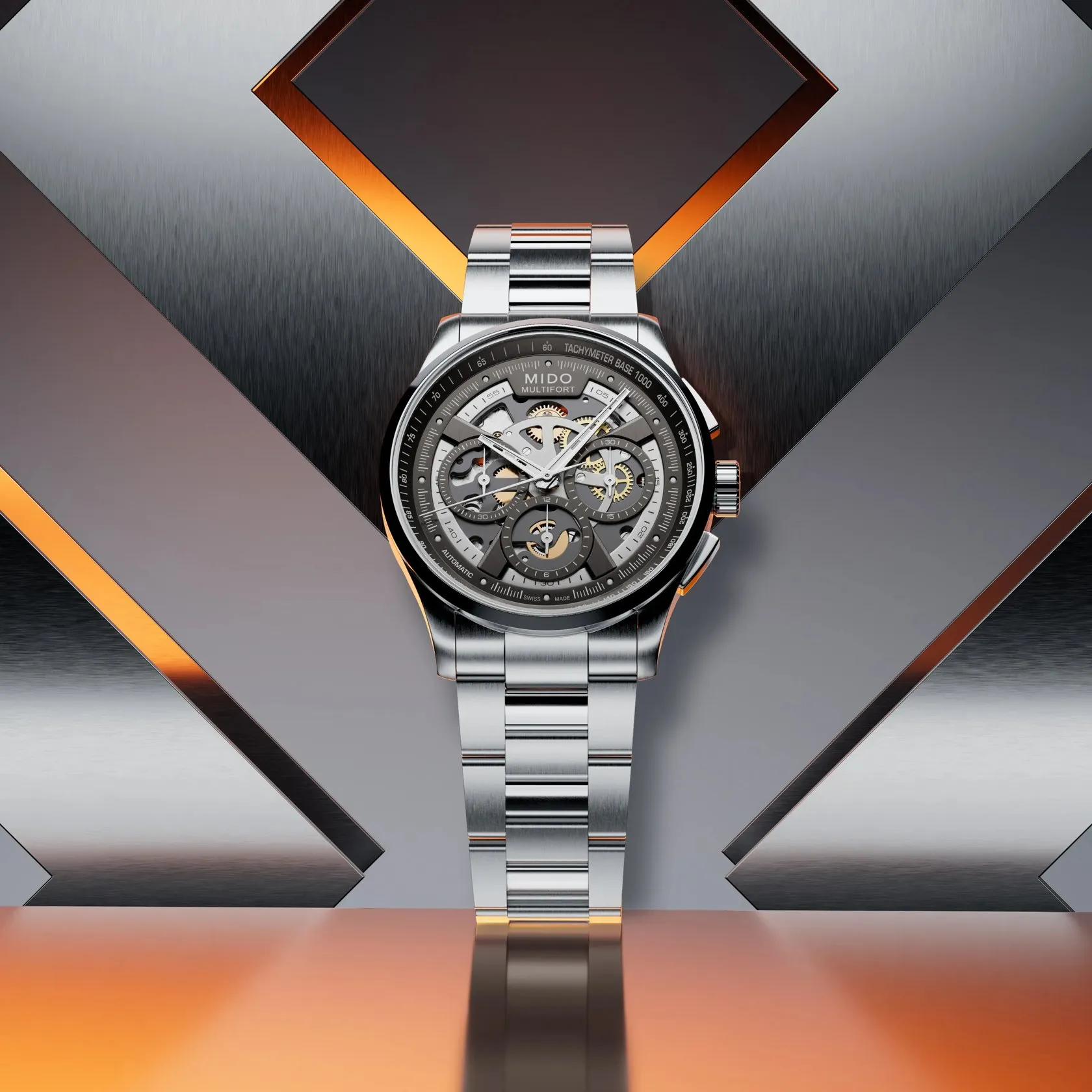 Mido Multifort Skeleton Chronograph Otomatik Antrasit M0386621106000 detay görseli 4