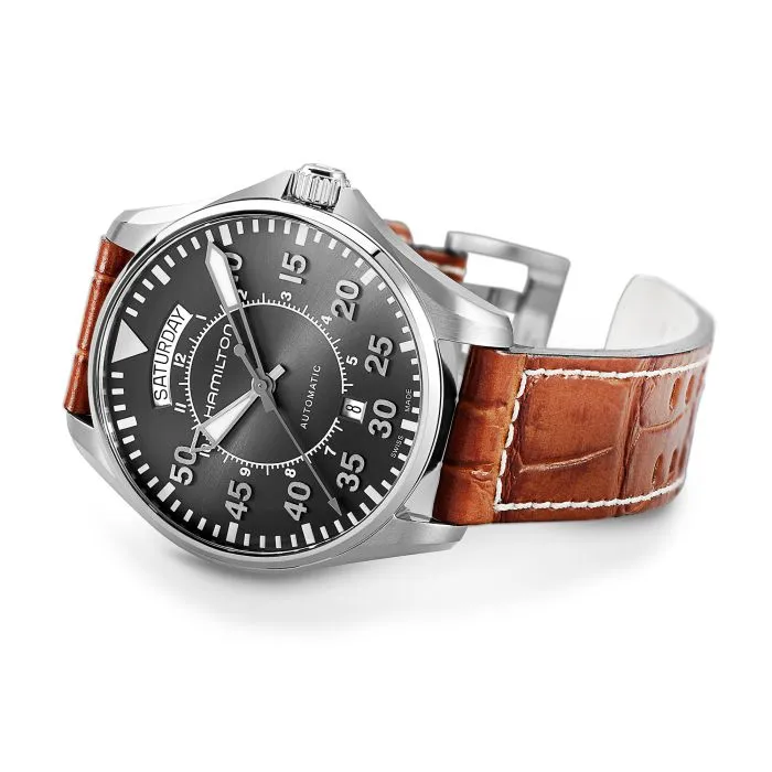 Hamilton Khaki Aviation Pilot Day Date Auto Otomatik Gri H64615585 detay görseli 3