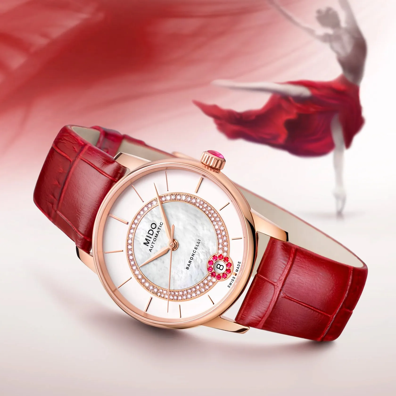 MIDO Baroncelli Lady Necklace Otomatik Beyaz Sedef M0378073603101 detay görseli 4