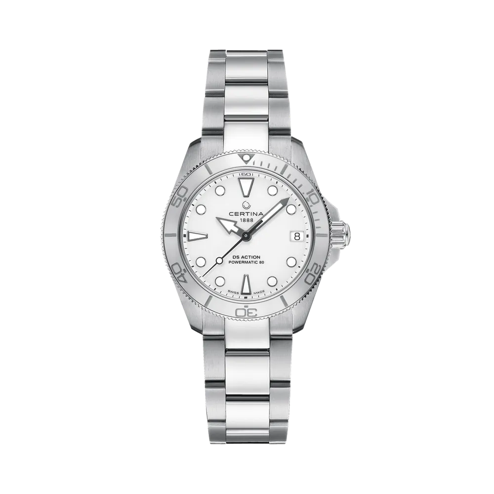 Certina DS Action 34.5mm Powermatic 80 Otomatik Beyaz C0320071101100