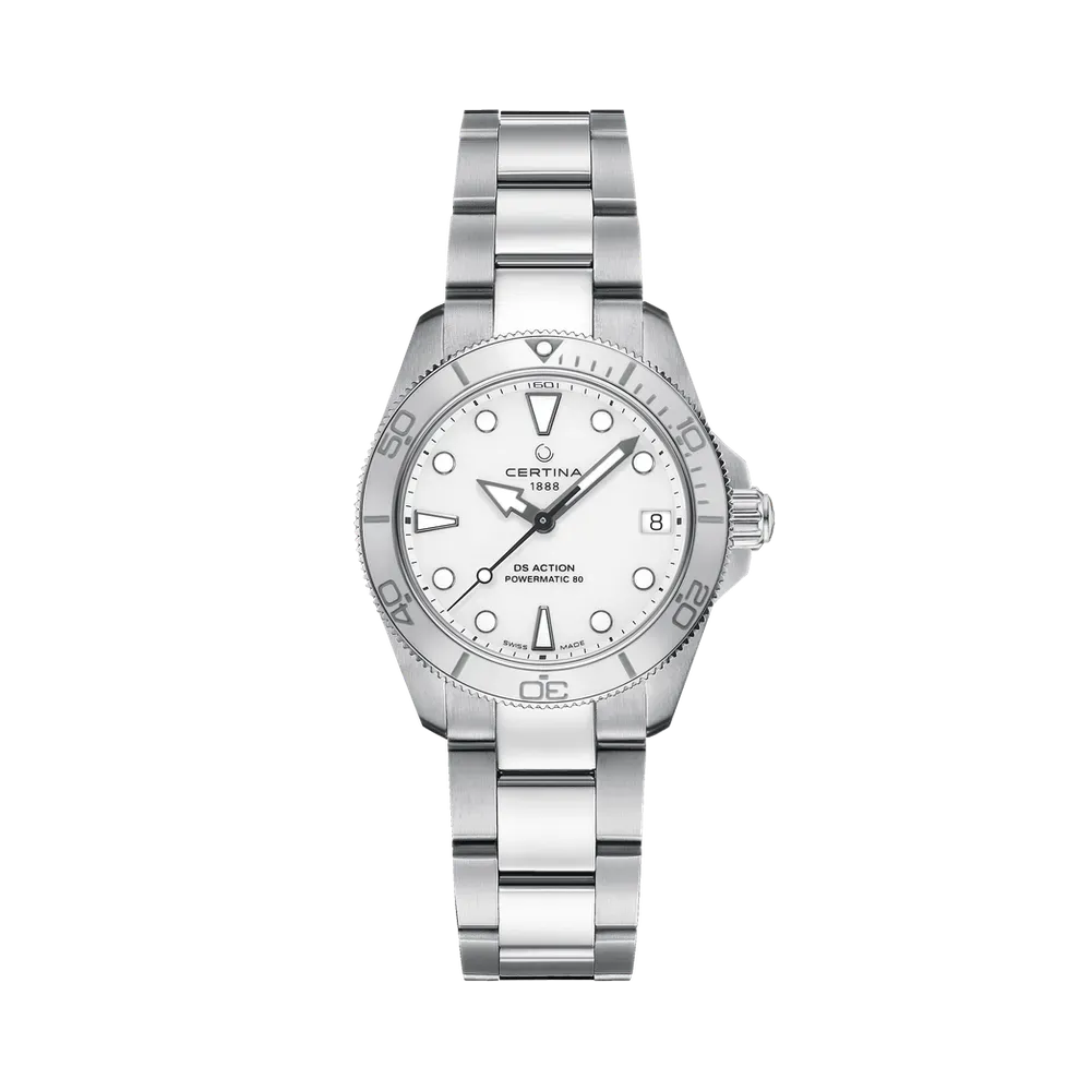 Certina DS Action 34.5mm Powermatic 80 Otomatik Beyaz C0320071101100