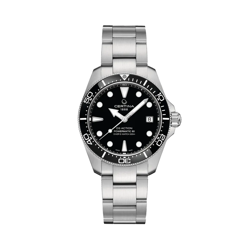 Certina DS Action Diver 38mm Powermatic 80 Otomatik Siyah C0488071105100