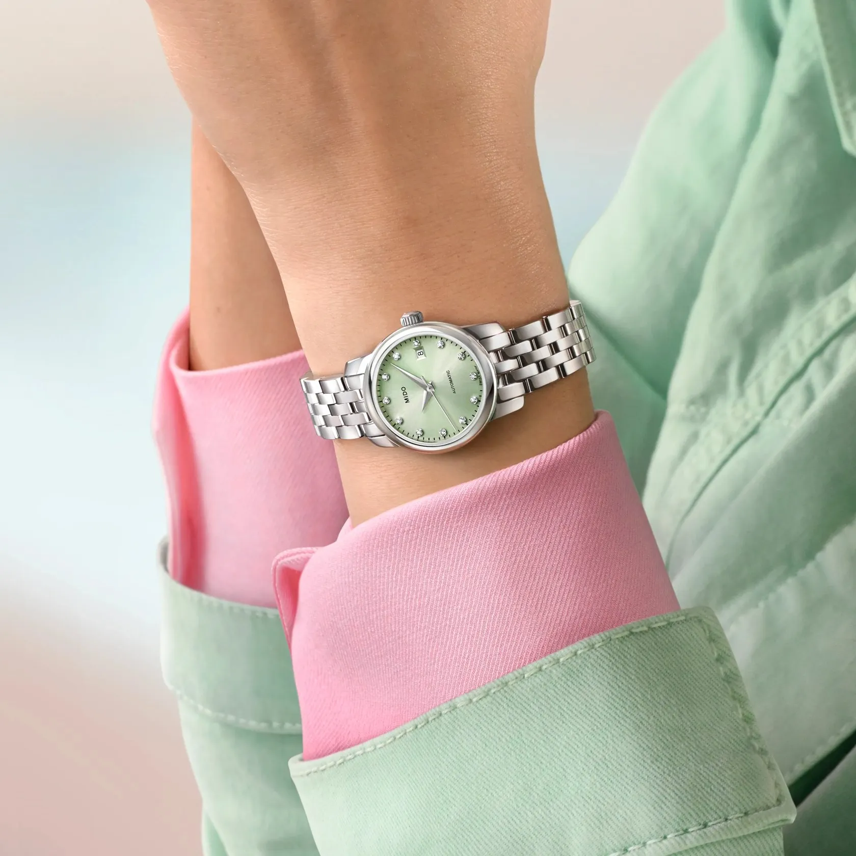 Mido Baroncelli Lady Twenty Five Otomatik Yeşil M0390071109600 detay görseli 3