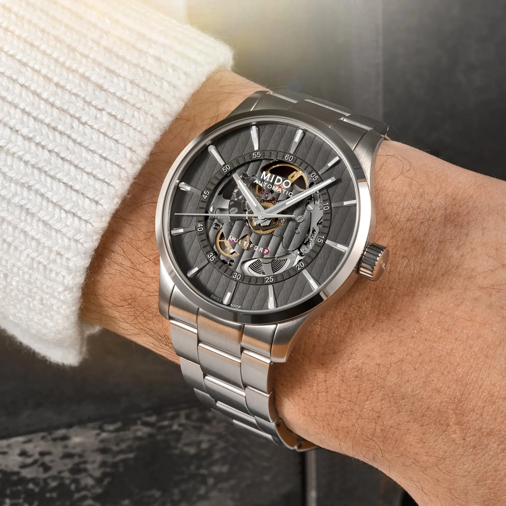 Mido Multifort Skeleton Vertigo Otomatik Antrasit M0384361106100 detay görseli 3