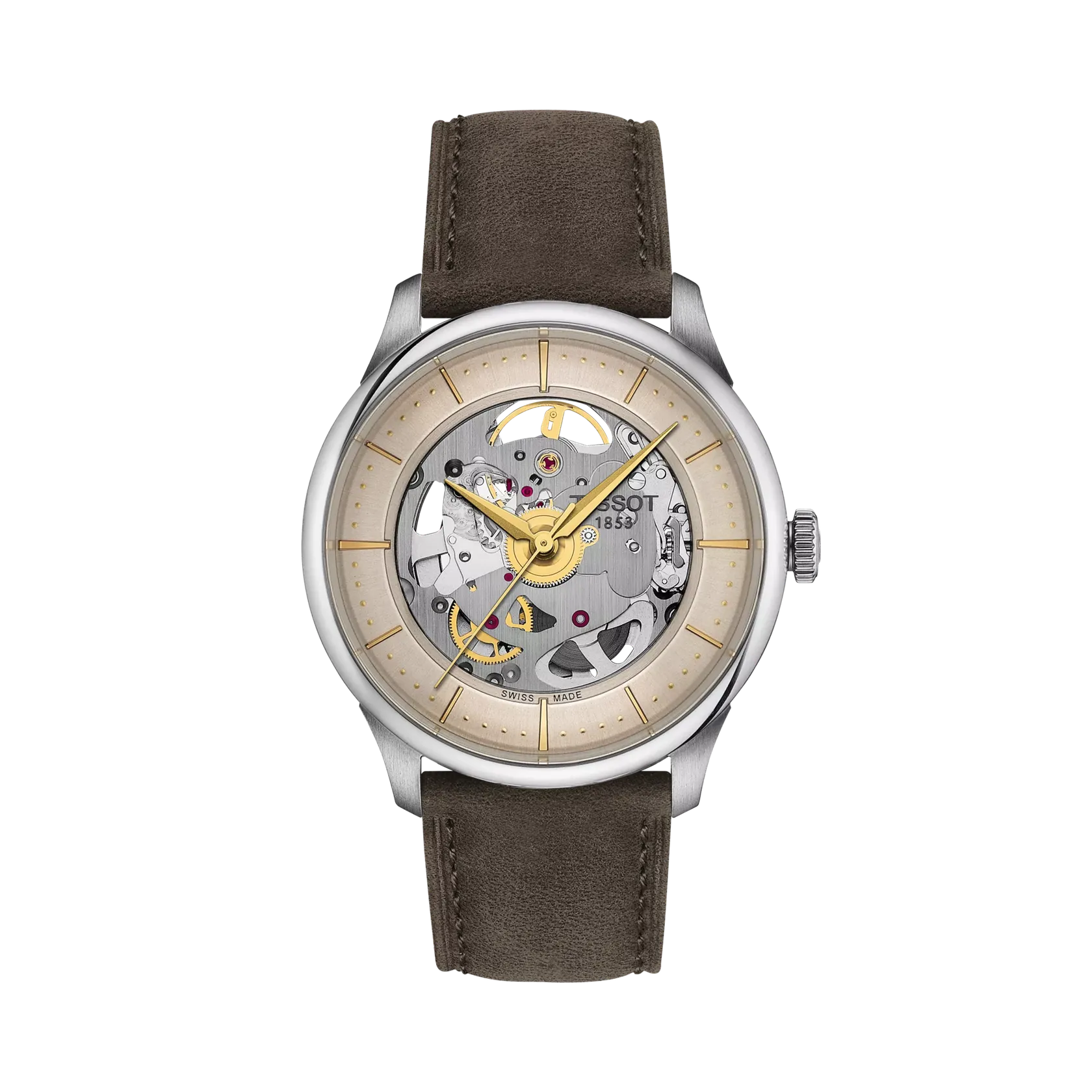 Tissot Chemin Des Tourelles Skeleton 39mm Fildişi Otomatik T1398361626100