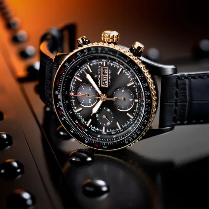 Hamilton Khaki Aviation Converter Auto Chrono Otomatik Siyah H76736730 detay görseli 5