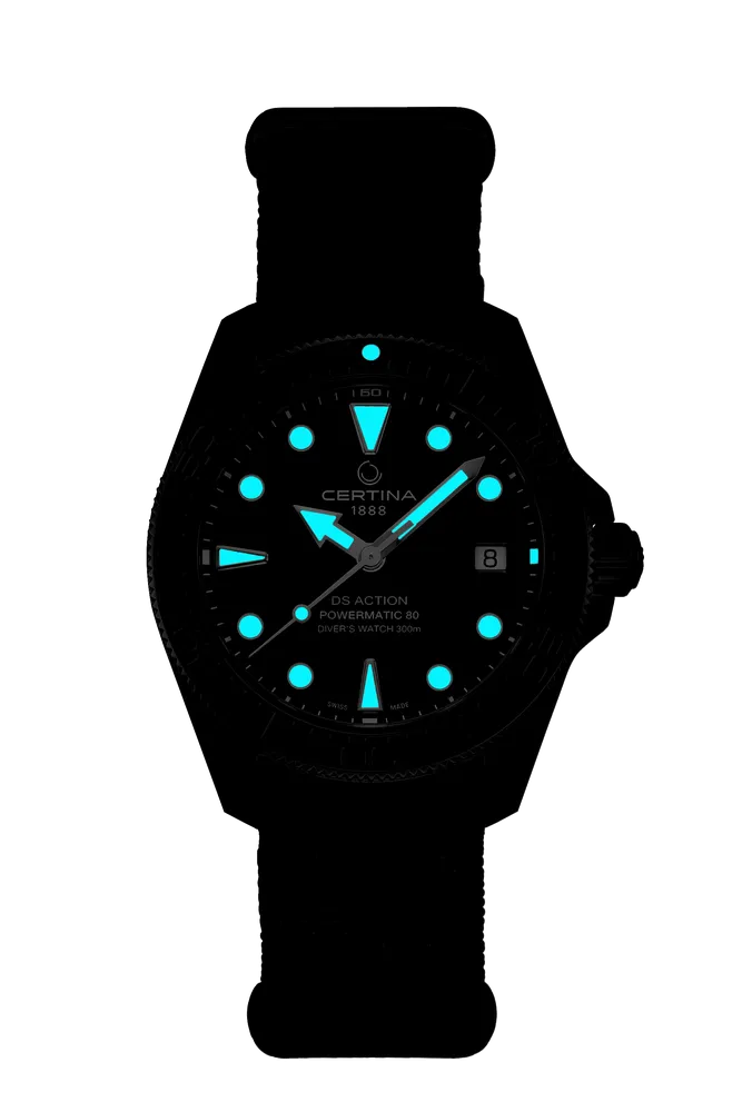 Certina DS Action Diver 38mm Powermatic 80 Otomatik Siyah C0488073805100 detay görseli 1