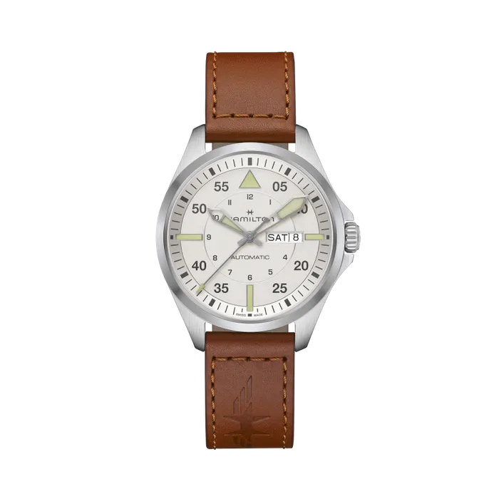 Hamilton Khaki Aviation Pilot Day Date Auto Silver H64635550
