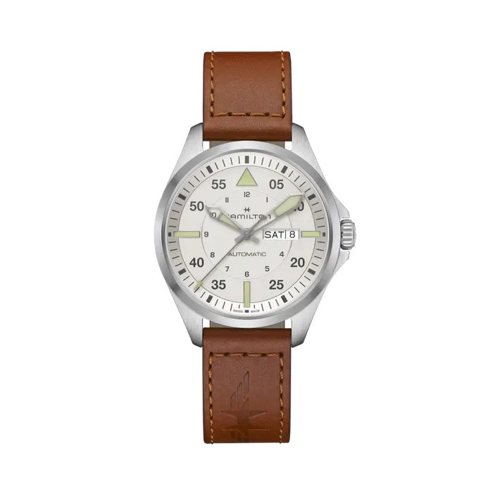 Hamilton Khaki Aviation Pilot Day Date Auto Silver H64635550