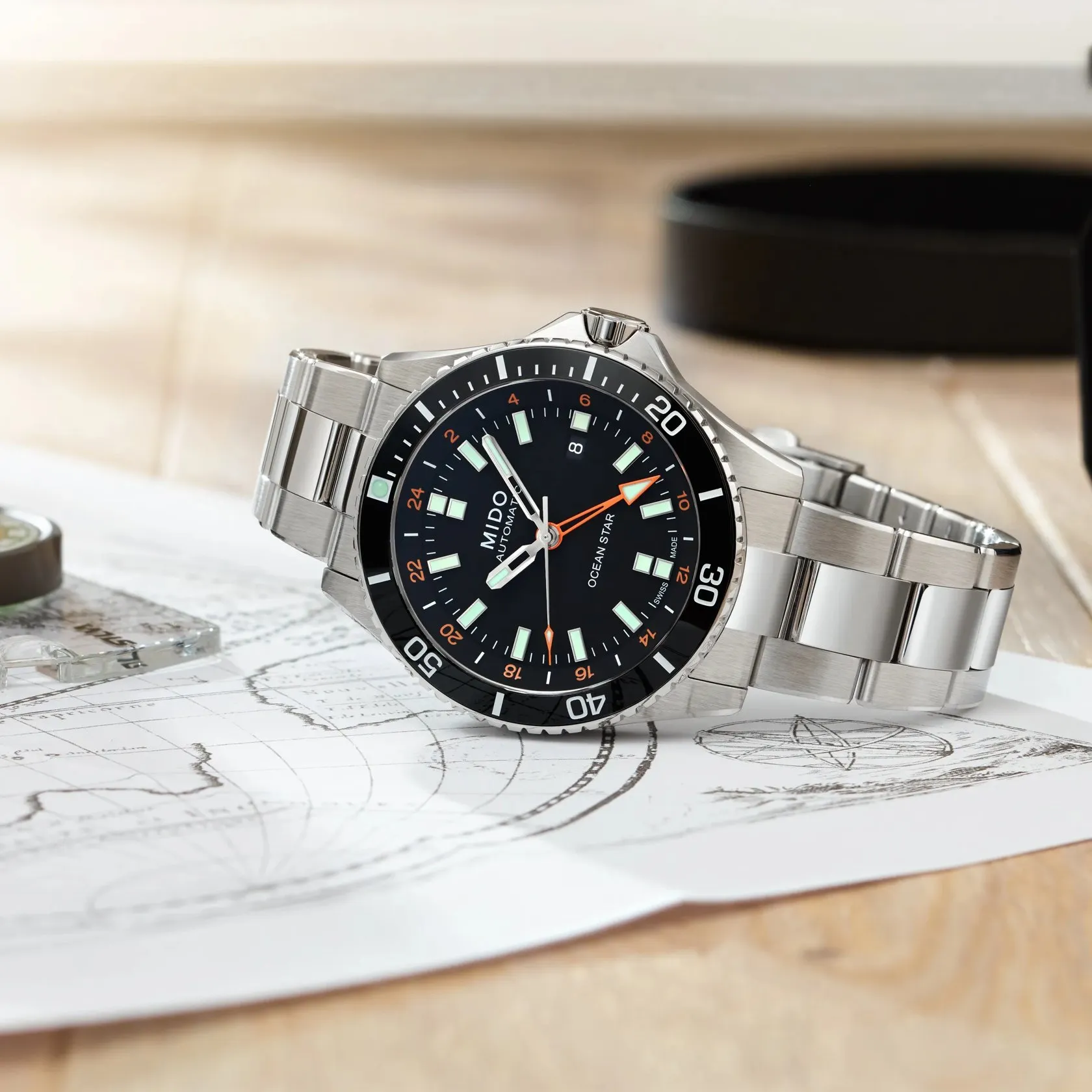MIDO Ocean Star GMT Otomatik Siyah M0266291105101 detay görseli 4