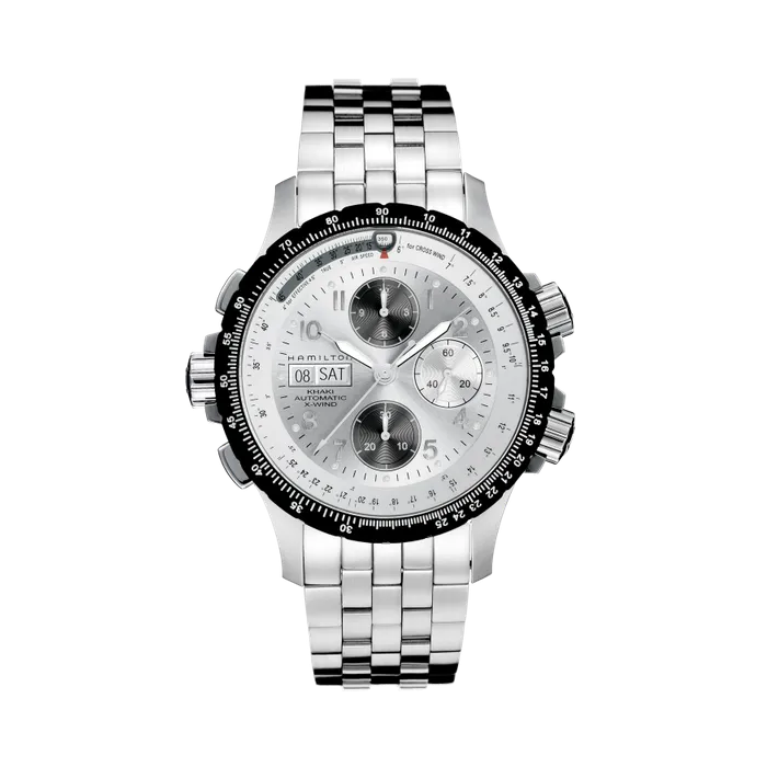 Hamilton Khaki Aviation Khaki X Wind Auto Chrono Otomatik Gümüş H77626153