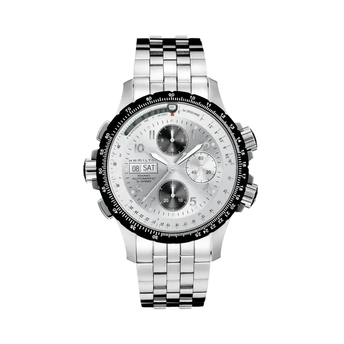 Hamilton Khaki Aviation Khaki X Wind Auto Chrono Otomatik Gümüş H77626153