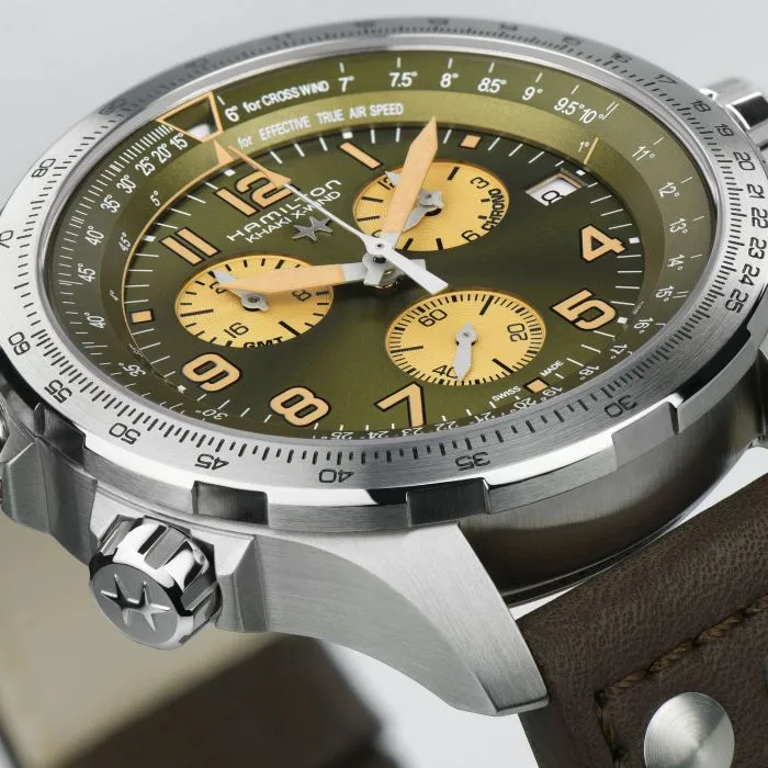 Hamilton Khaki Aviation X-Wind GMT Chrono Quartz Yeşil H77932560 detay görseli 4