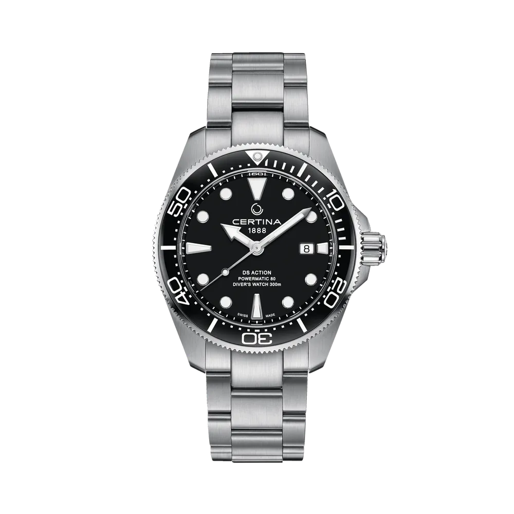 Certina DS Action Diver 43mm Powermatic 80 Otomatik Siyah C0326071105100