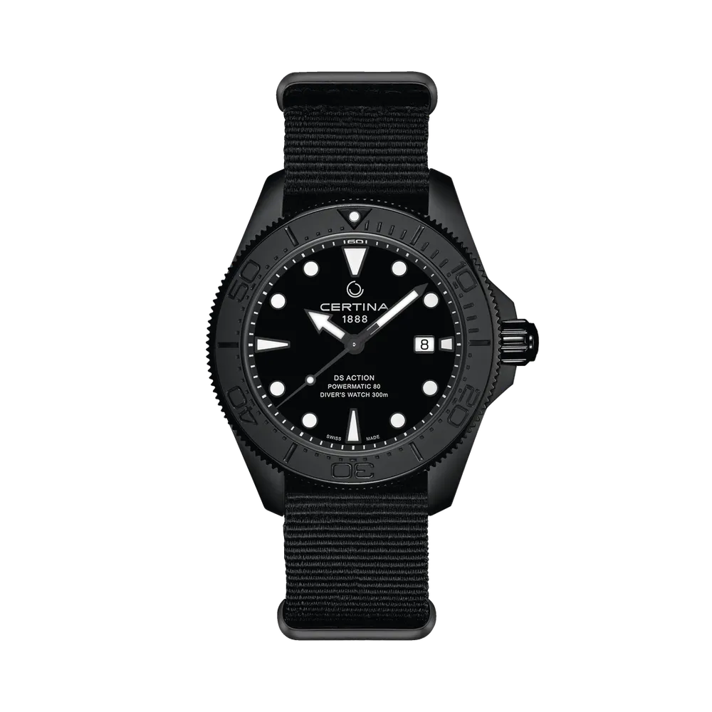 Certina DS Action Diver 43mm Powermatic 80 Otomatik Siyah C0326073805100