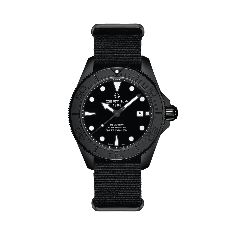Certina DS Action Diver 43mm Powermatic 80 Otomatik Siyah C0326073805100
