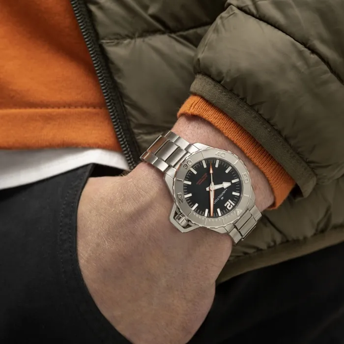 Hamilton Khaki Navy Frogman Auto Otomatik Siyah H77485130 detay görseli 4