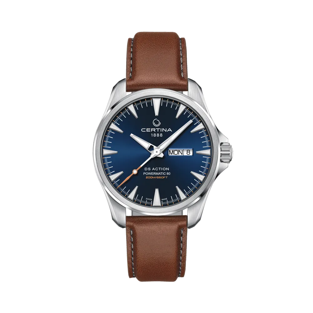 Certina DS Action Day Date Powermatic 80 Otomatik Mavi C0324301604100