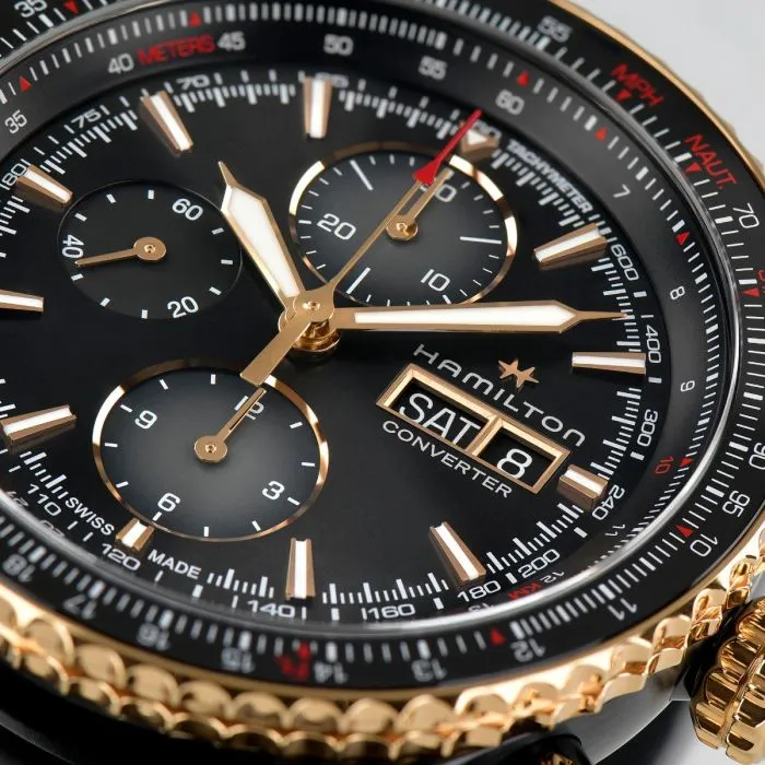 Hamilton Khaki Aviation Converter Auto Chrono Otomatik Siyah H76736730 detay görseli 4