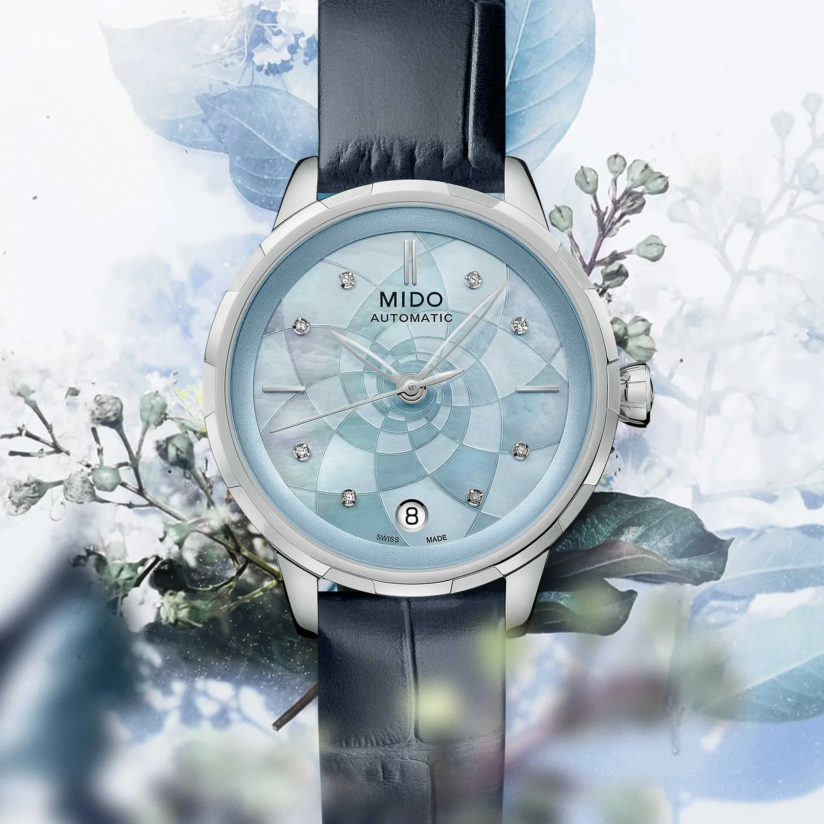 Mido Rainflower Otomatik Mavi M0432071613100 detay görseli 4