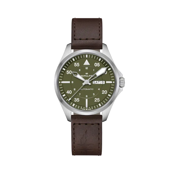 Hamilton Khaki Aviation Pilot Day Date Auto Otomatik Yeşil H64635560