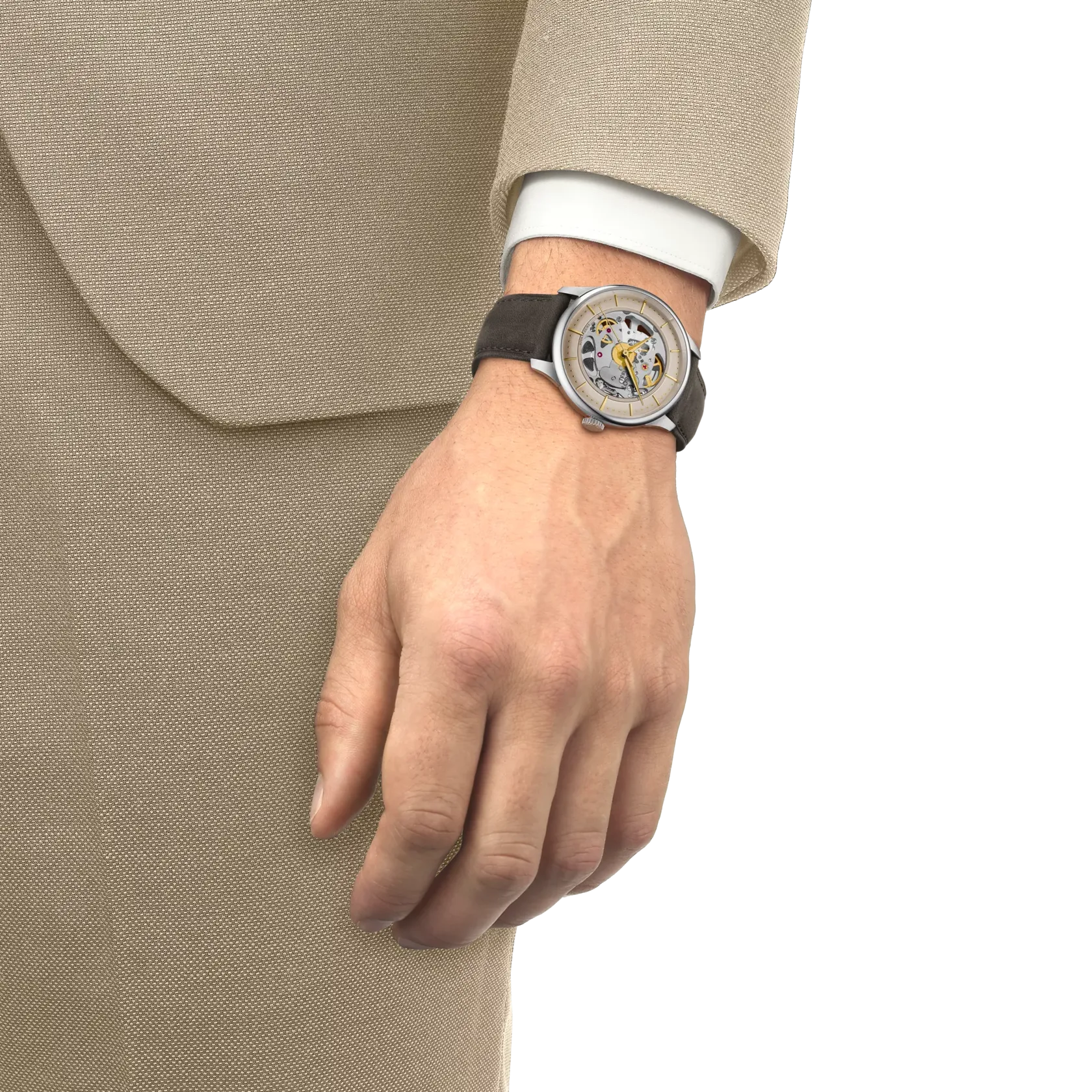 Tissot Chemin Des Tourelles Skeleton 39mm Fildişi Otomatik T1398361626100 detay görseli 4