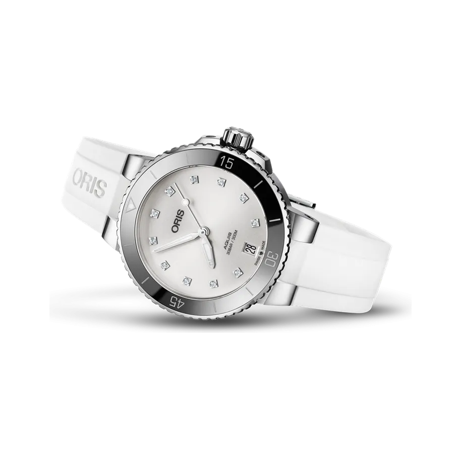 Oris Aquis Date Diamonds Otomatik Beyaz 01733773141910741863FC