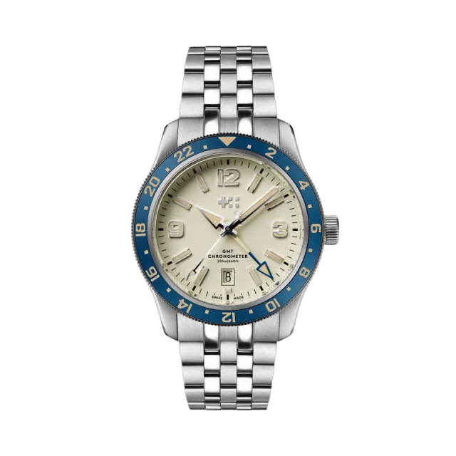Christopher Ward C60 Trident Biscay GMT Otomatik Bej C6042AGM1S0BW0B1 Görsel 1
