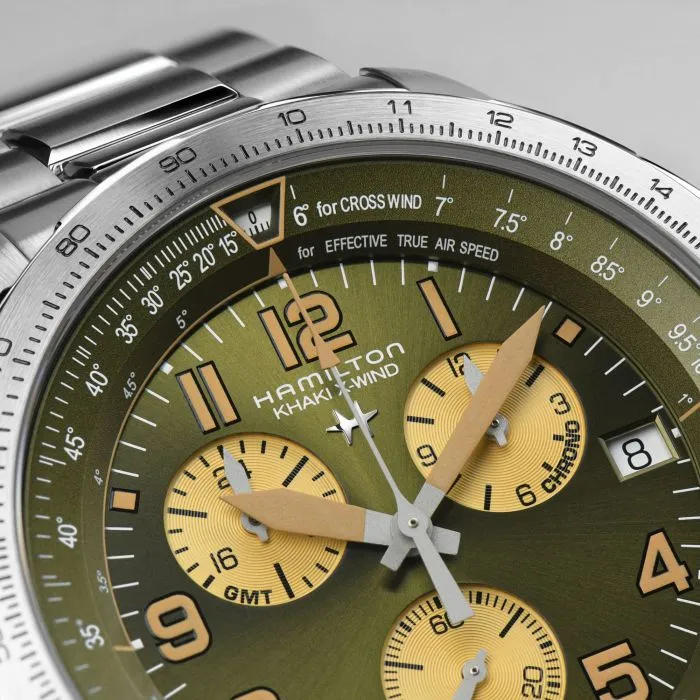 Hamilton Khaki Aviation X-Wind GMT Chrono Quartz Yeşil H77932160 detay görseli 3