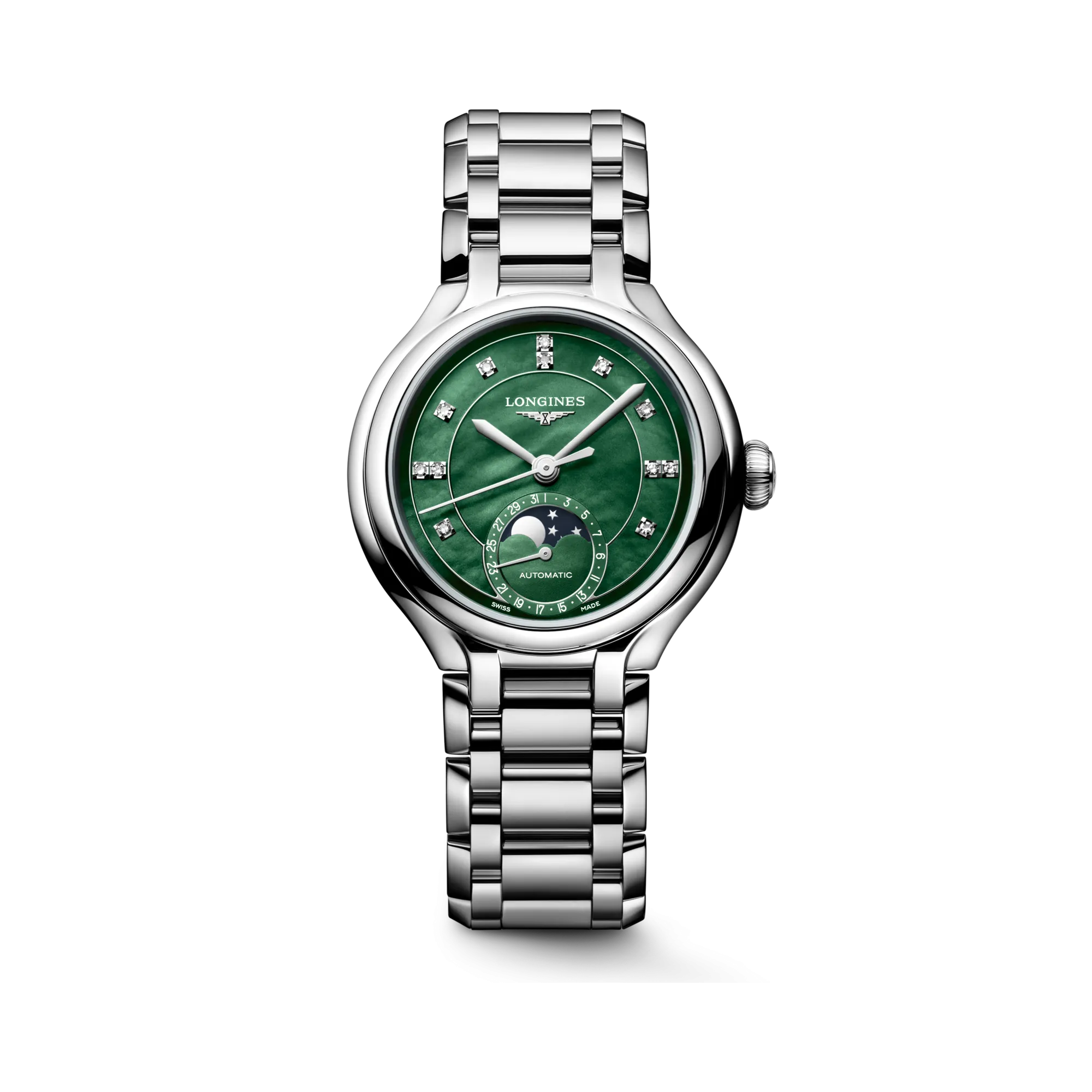 Longines PrimaLuna Moonphase Otomatik Canlı Yeşil Sedef L81264076
