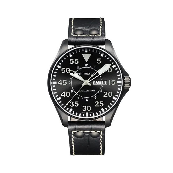 Hamilton Khaki Aviation Pilot Day Date Auto Otomatik Siyah H64785835